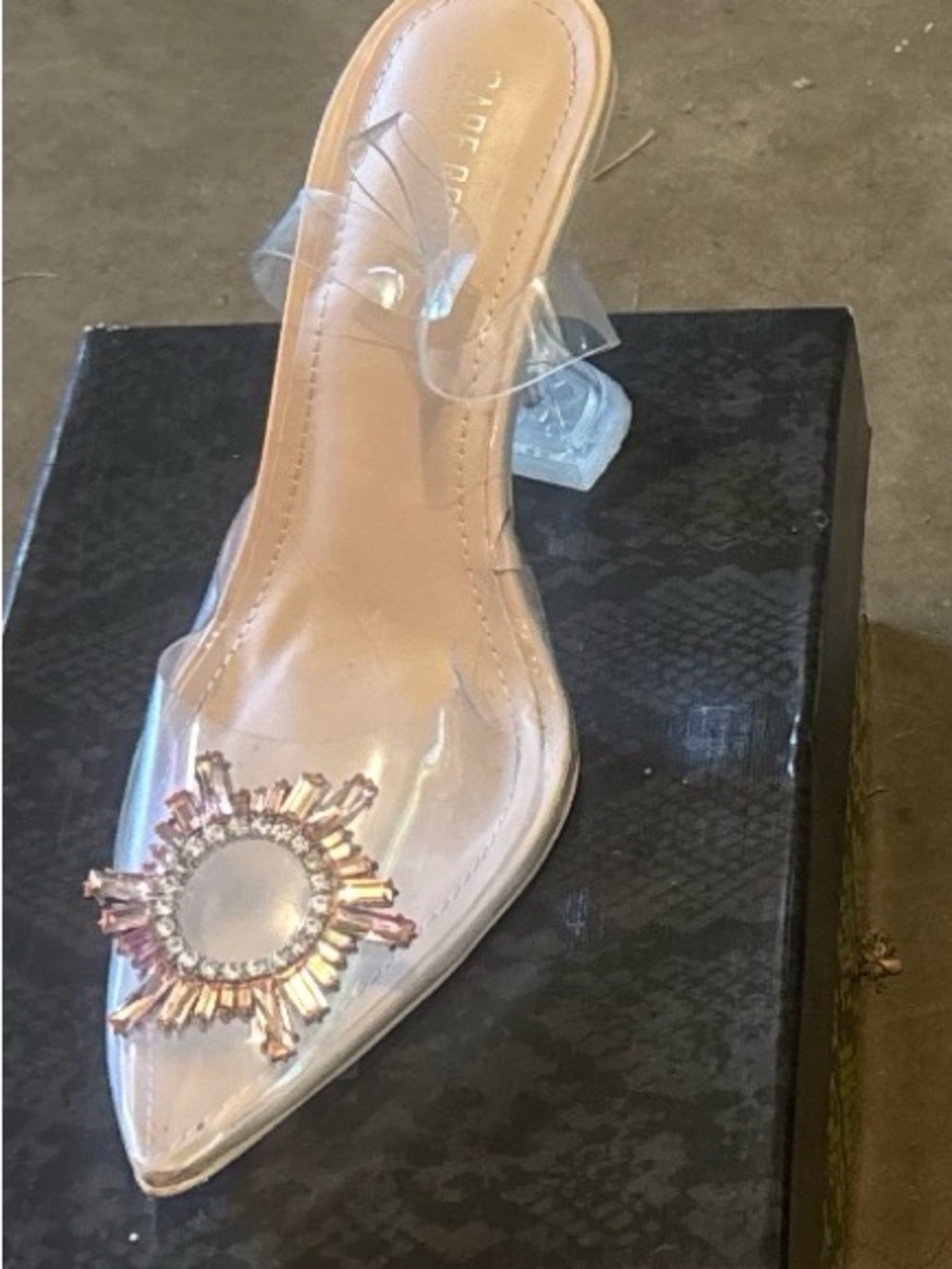 Cape Robbin Clear Mule with Nude Insole and Crystal Accent
